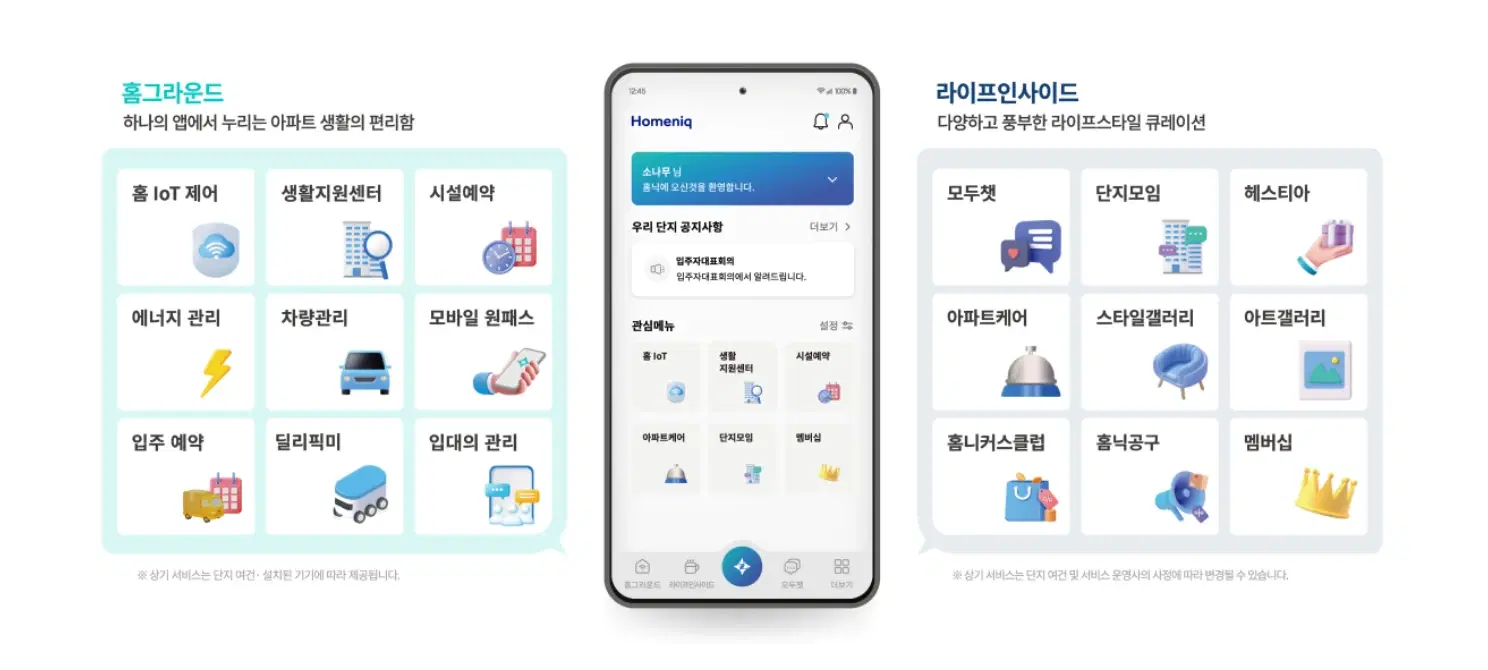 삼성물산 홈닉 앱과 홈그라운드·라이프인사이드 주요 서비스 안내