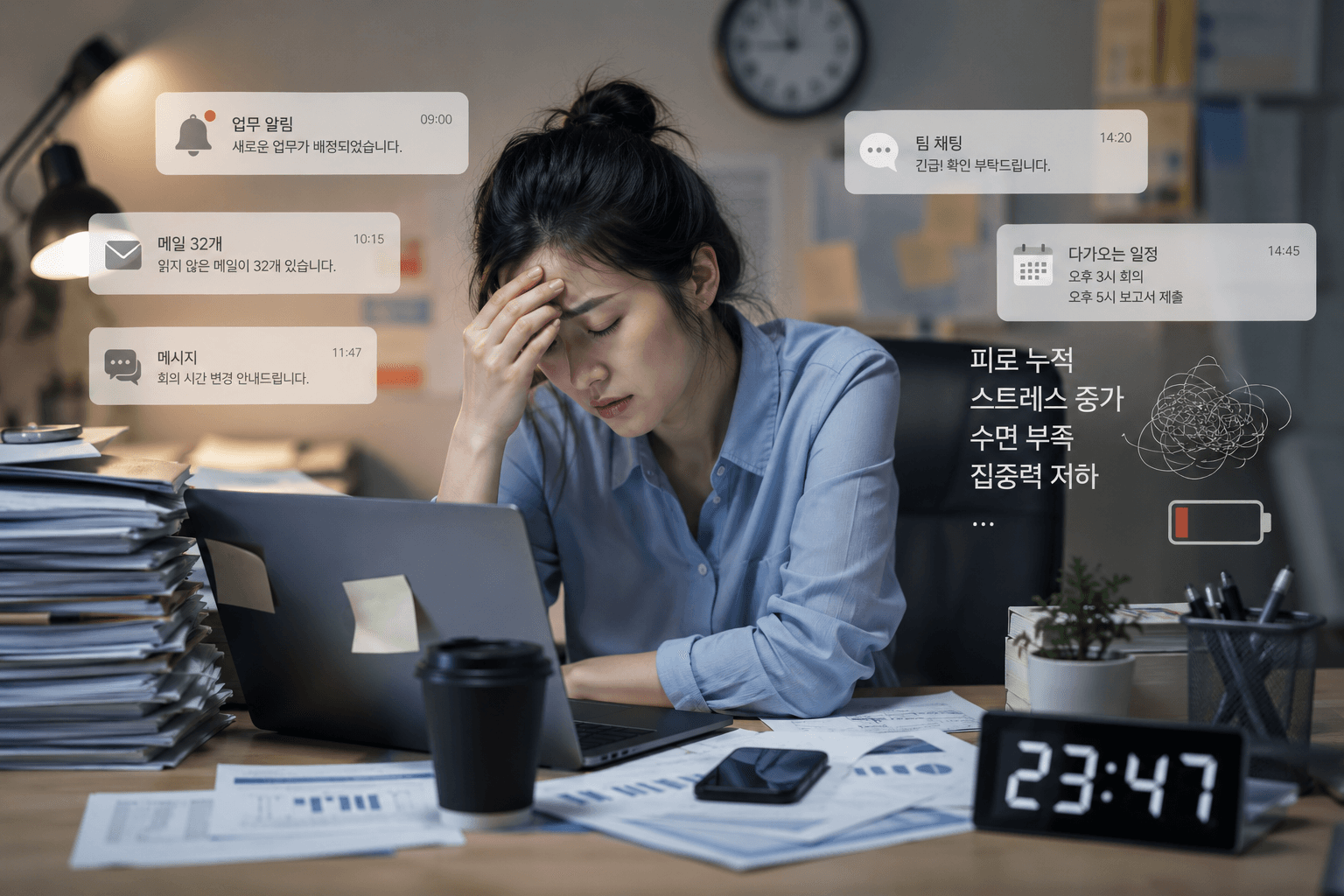 현대인의 피로와 번아웃 이미지